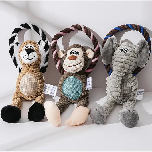 Dog Plush Toys: Lion, Elepant Monkey