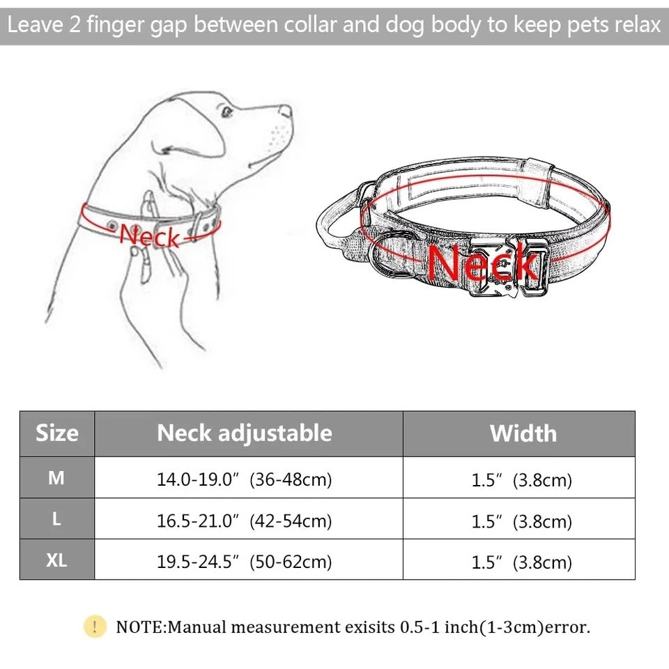 Tactical Police Dog Collar Military Adjustable Duarable Nylon Medium, Large