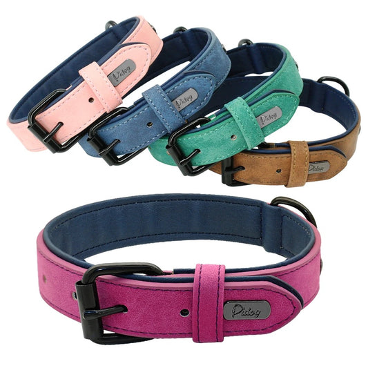 Leather Dog Collar For Small, Medium, Large Dogs Soft Padded
