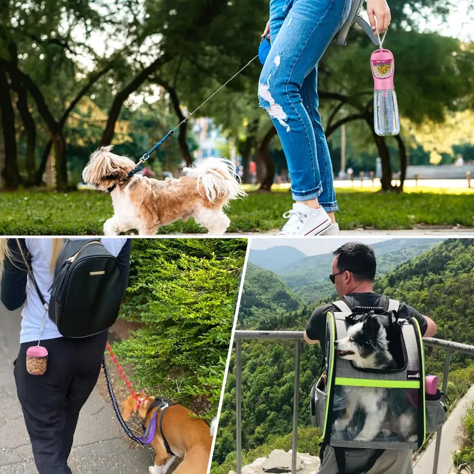 550ML Dog Water Bottle, Portable Leak Water Container with Food Storage, Universal for Outdoor Walking